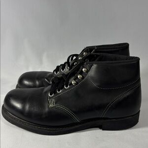 Black Leather Steel Toe Work Oil Resistant Boots USA**